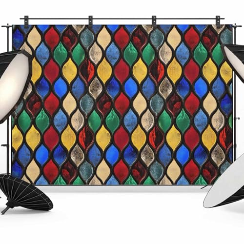 Abstract Backdrop for Photography, Stained Glass Moroccan Texture Photo Backdrop Portrait Background Party Banner Photo Backgrounds for Studio Booth Props, 8x6ft - color: Multi, size: 8x6FT