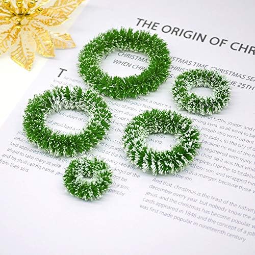 Christmas Decoration 6 Mini Christmas Wreath Christmas Home Decorations Christmas Tree DIY Floral Wedding Artificial Wreath Pendant Jewelry (Color : Light Pink Diameter : 4cm) (Wood Green With Bow 5