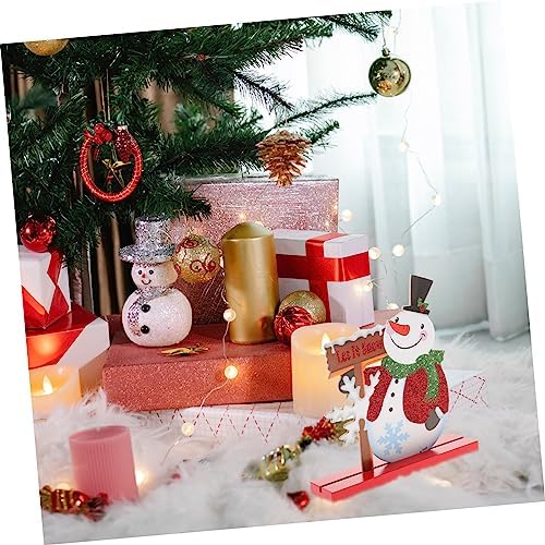 1pc Christmas Wooden Table Ornament Creative Snowman Design for Home Office and Party Decoration Friends and Boys and Girls Cartoon Desk Decoration for Festive Atmosphere