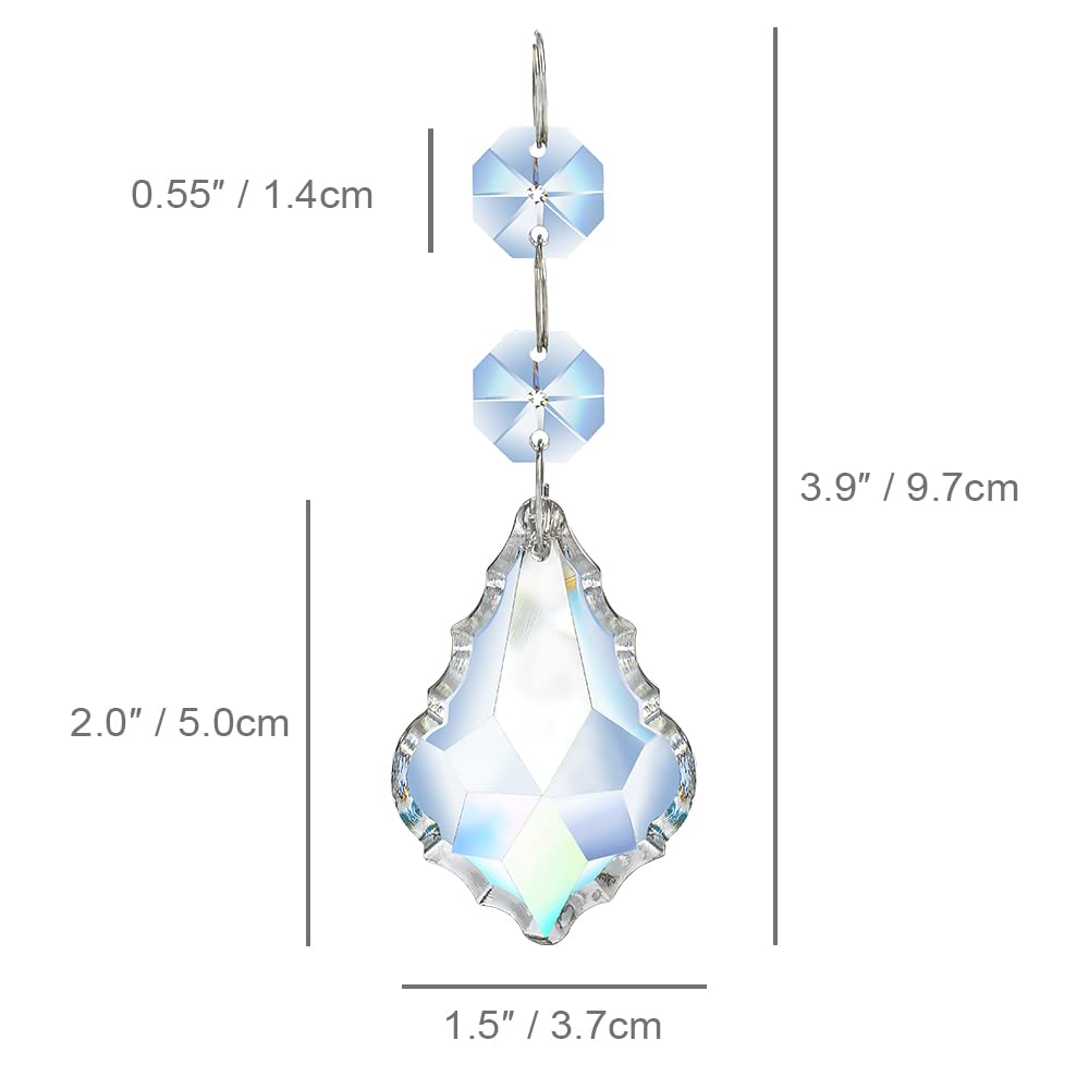 20pcs Clear Maple Leaf Crystal Chandelier Prism Pendant Parts, 50mm Suncatchers Hanging Crystals Beads for Chandelier Christmas Tree Decoration