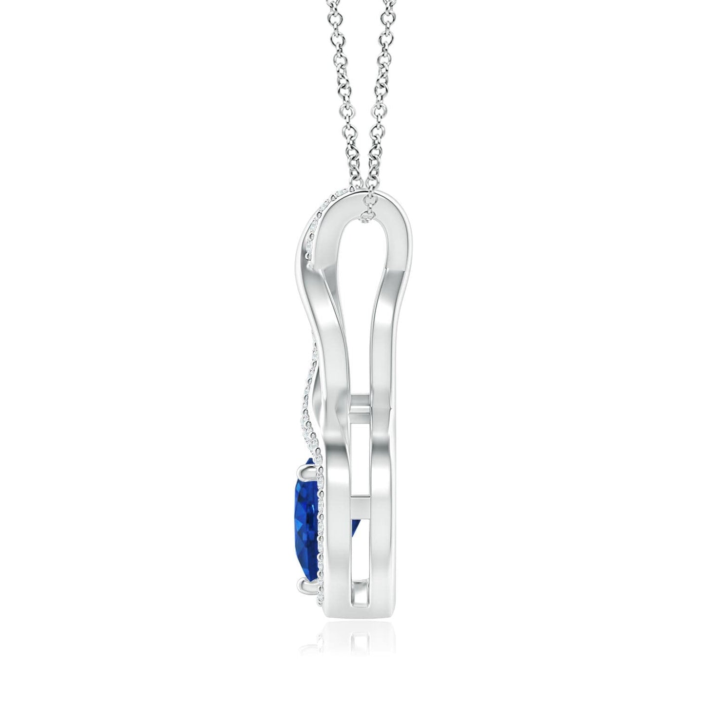 Angara Natural Blue Sapphire Pendant for Women | Heart-Shaped Blue Sapphire Infinity Pendant with Diamond Accents in Sterling Silver | September Birthday, Gemstone Jewelry Gift | AAA | 4mm