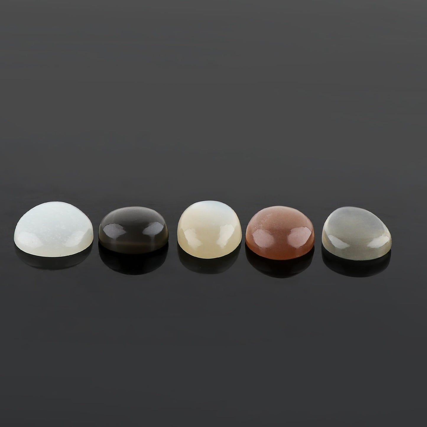 CRYSTALIS 5pcs Natural Moonstone Loose Gemstone Wholesale Bulk Cabochons Jewelry Making Supply, Chakra Healing Polished Stones, Wire Wrapping, DIY, Gem Collection, Birth Stone