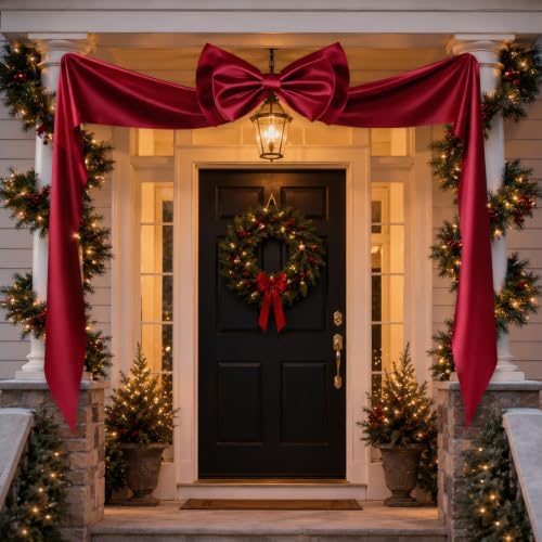 Dreamtop Giant Bow Decor, 19x75 Inch Christmas Tree Bow Topper Decoration for Christmas Tree for Home Wreath Wall Backdrop Birthday Wedding Party Decorations (Red)