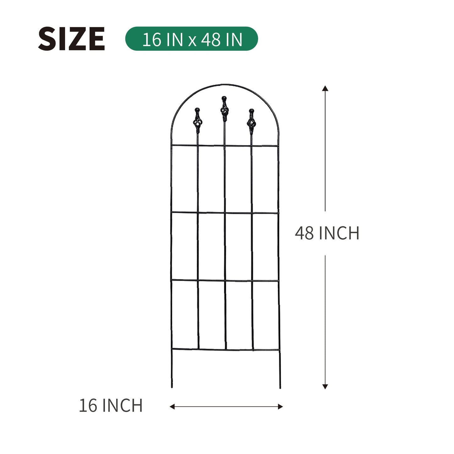 SCENDOR 48" H x16 W Trellis,Black Garden Metal Vine Sturdy Trellises for Outdoor Climbing Plants Support Structures B (121cm) 2Pack
