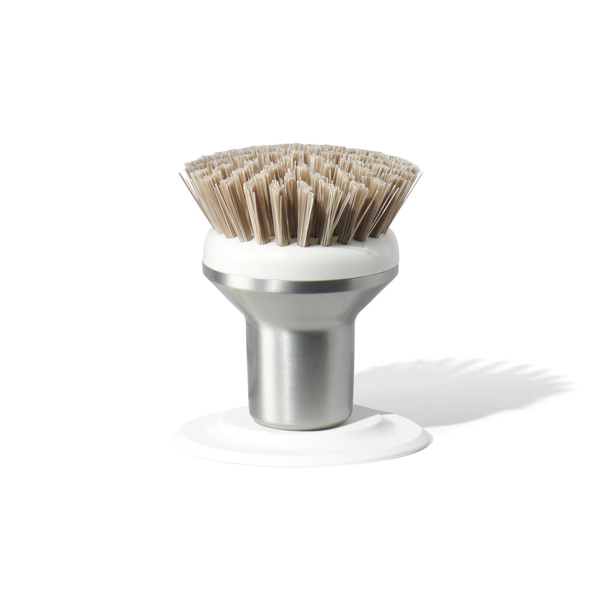 Curio Home Goods Ionic Palm Brush, Magnetized to Stand Upright, Stainless Steel with Replaceable Head, Silver