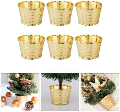 ABOOFAN 6pcs Mini Christmas Tree Holder for Desktop Artificial Trees Golden