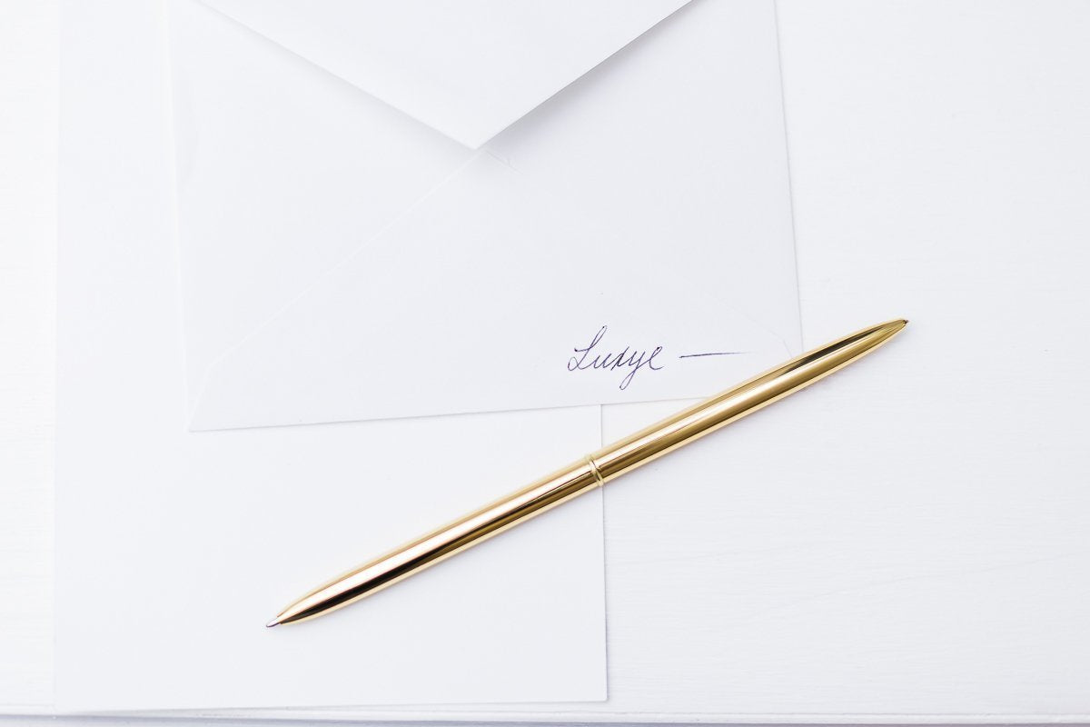 Luxury Ballpoint Gold Pen Set of 6 in Glossy White Gift Box | Gold/Black Ink Office Pens for Women & Men - Slim, Nice Writing Pens
