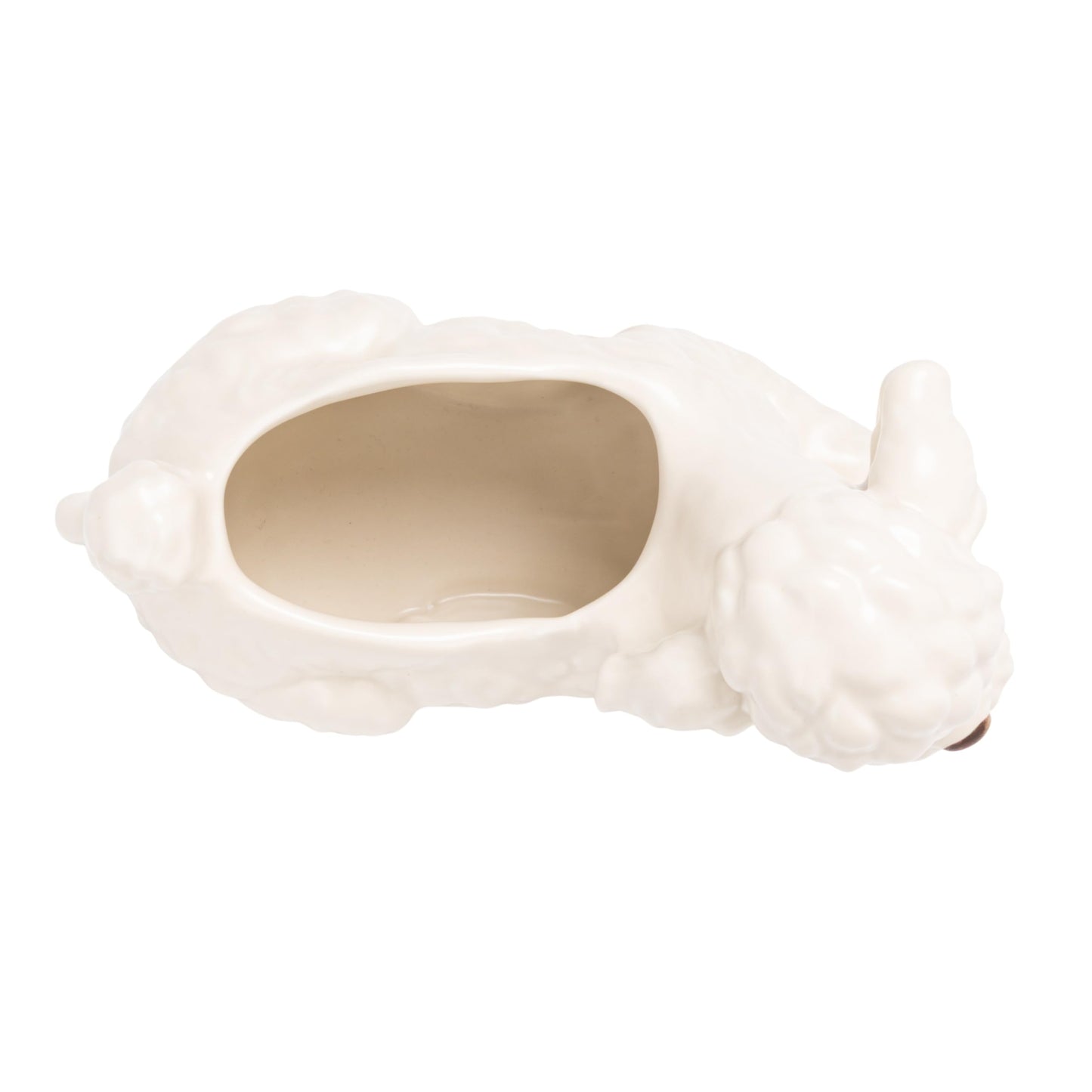 Creative Co-Op Vintage Reproduction Poodle Planter in Hand-Painted Stoneware, White, Brown, and Black Finish