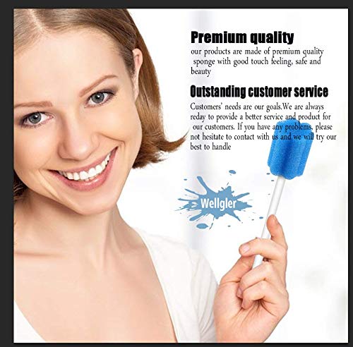 Wellgler's Disposable Oral Swabs,Sterile Sponge Mouth Swabs,Individually Wrapped (50pcs,Blue)