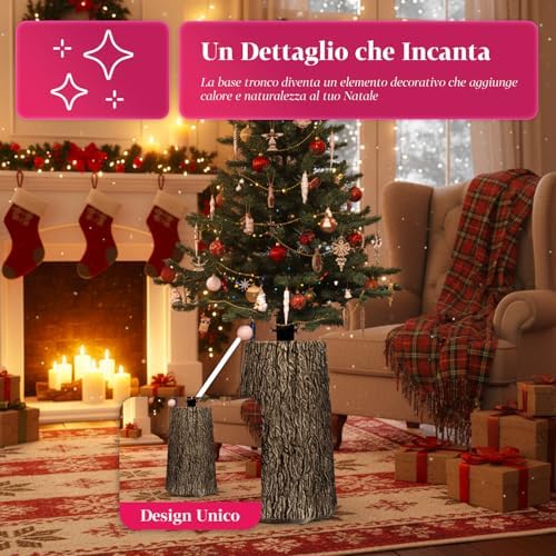 Natural Trunk Base for Christmas Trees, 33 x 27 x H41 + 5 cm, Adapted to Different Types of Trees, Ideal for Any Decor and to Make Your Christmas Decorations Unique