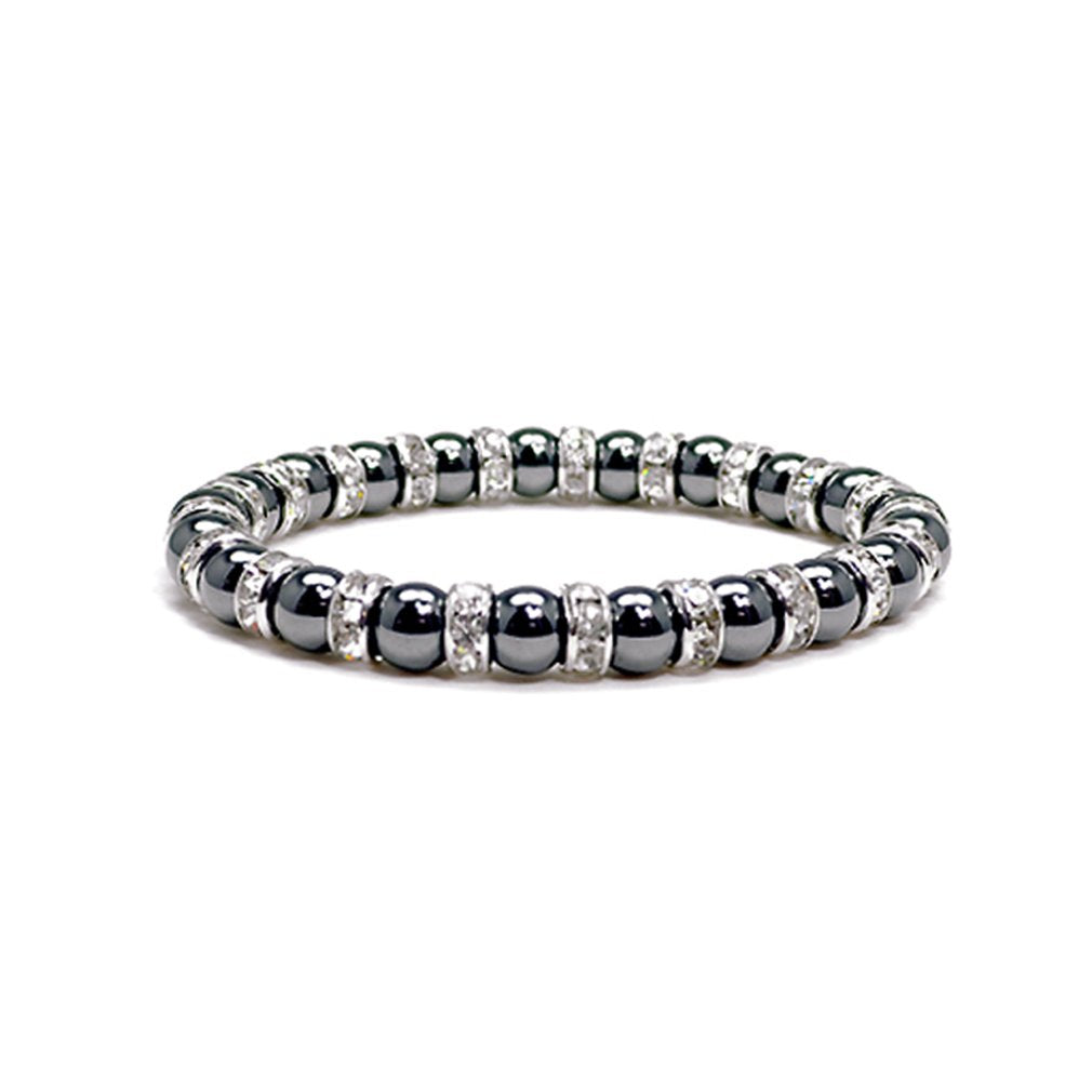 Accents Kingdom Magnetic Bracelet Women's Tuchi Simulated Pearl Hematite Magnetic Therapy Bracelet with Crystal, 7.5"
