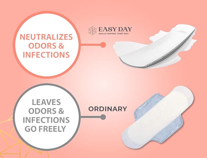 EASYDAY Heavy Flow(2-in-1 Period & Light Bladder Leakage Feminine Pads) with Wings, Sensitive Skins, Unscented, Breathable, Ultra Thin Innovative Leak Guard, Individually Wrapped [Patented] (28)