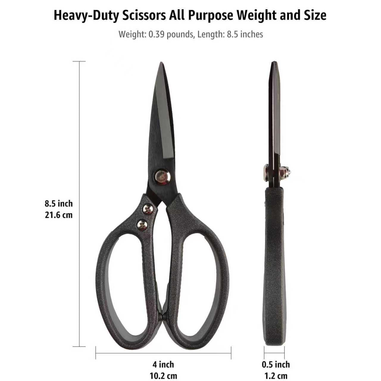 BoFuYuan Heavy Duty All Purpose Scissors, Stainless Steel Blades, Frosted Gray Comfort Grip Handle, 8.5 Inch Professional Multipurpose Utility Sharp Shears for Kitchen, Garden, Office, Craft, Sewing