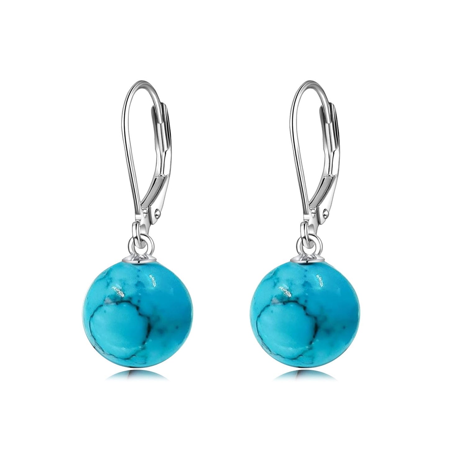 925 Sterling Silver Turquoise Leverback Earrings Dangle Drop Jewelry Gifts for Women (Turquoise)