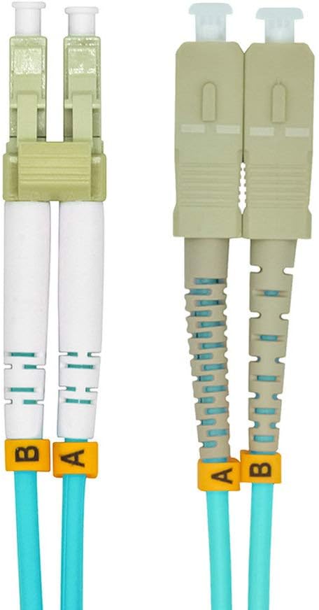 Jeirdus 15Meters 49ft LC to SC Duplex 50/125 10G OM3 Multi-Mode Fiber Optic Cable Jumper Optical Patch Cord LC-SC