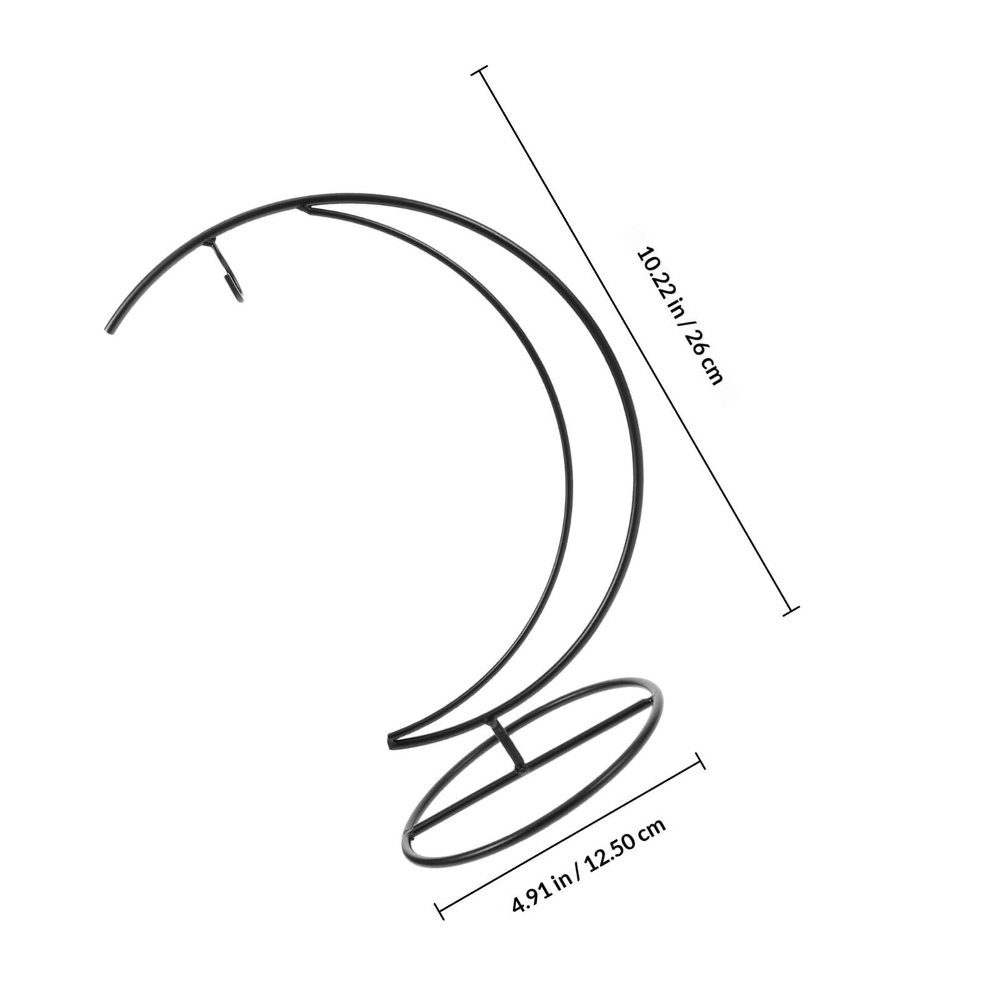 Angoily Moon-shaped Hanging Hook 2pcs Black Metal Air Planter Stand Glass Terrarium Display Holder Flower Pot Hanger for Home Décor and DIY Micro Landscape