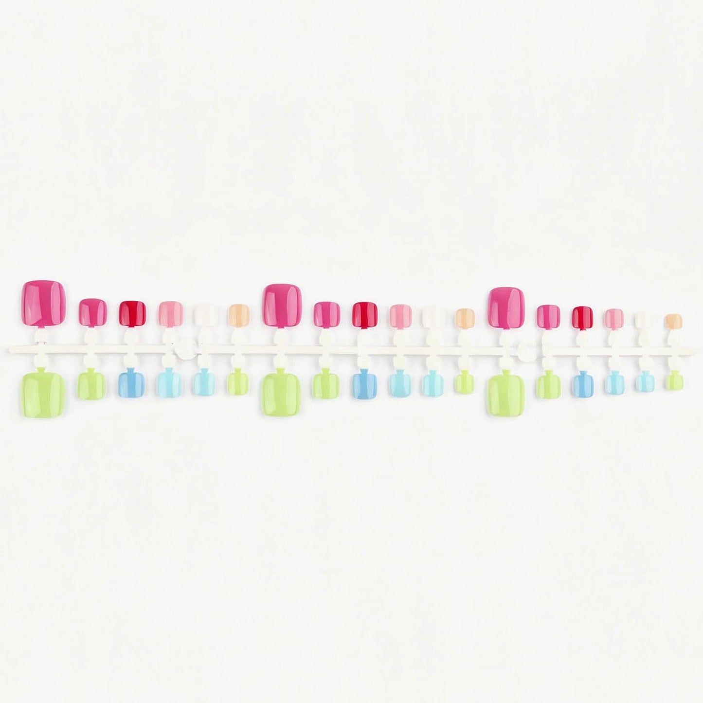 MISUD Toe Press on Nails - Fake Toenails with Colorful, Acrylic Toenail Rainbow Pastel Design 36 pcs