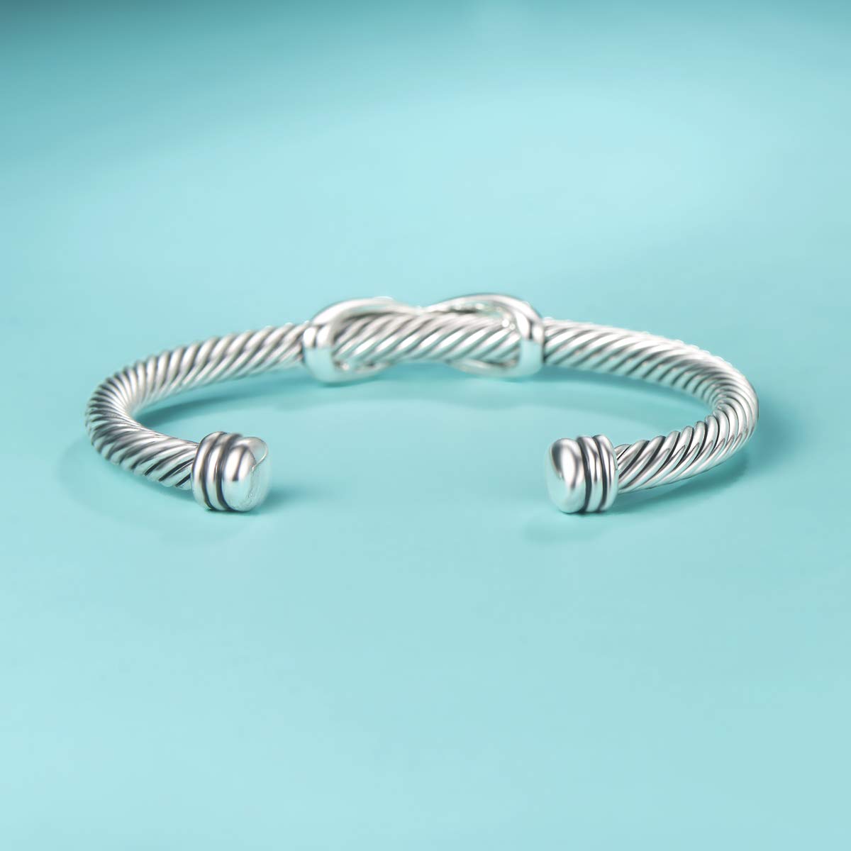 UNY Jewelry Bracelet Criss Cross X Shape Infinity Twisted Cable Wire Open Bangle Designer Inspired Women Jewelry Christmas Gifts (Single Silver)