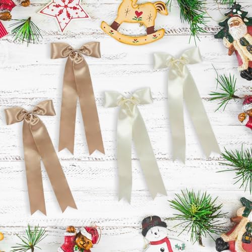 24 Pcs Christmas Tree Bows Decorations - Satin Ribbon Bows for Wreath, Tree Topper, Ornaments, Garland, Home, Staircase, Fireplace Decor