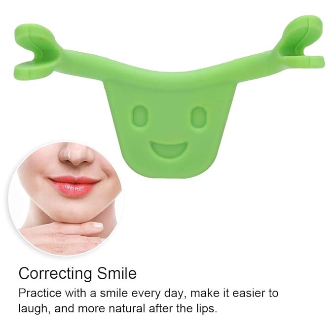 Smile Corrector, Face Trainer Smile Beauty Maker Trainer Forming Mouth Exerciser Training Mouth-shape Exercise Device for Lip Tattoo(Green)