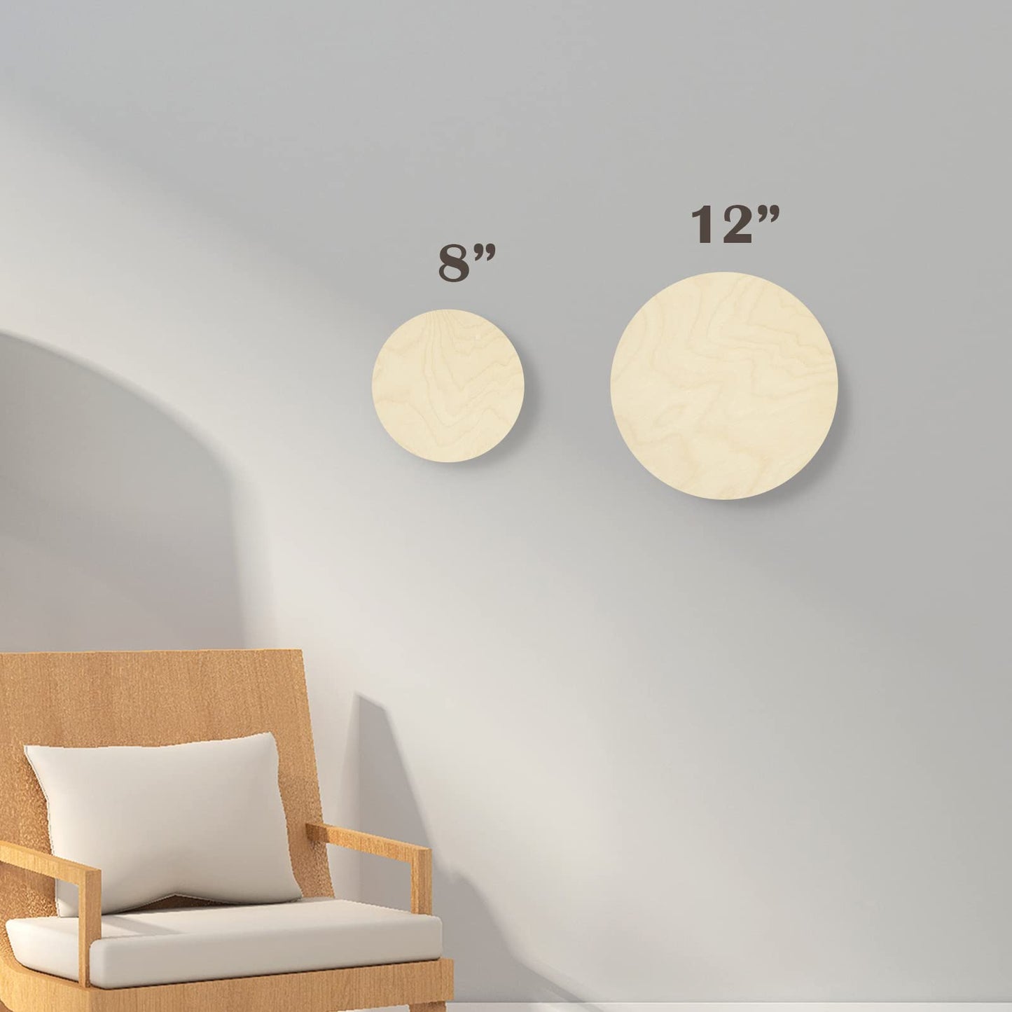 Falling in Art Unfinished Round Birch Wood Canvas Panels Kit, 4 Pack of 2 Sizes 8' and 12' Studio 3/4’’ Deep Cradle Boards for Pouring Art, Crafts, Painting, and More