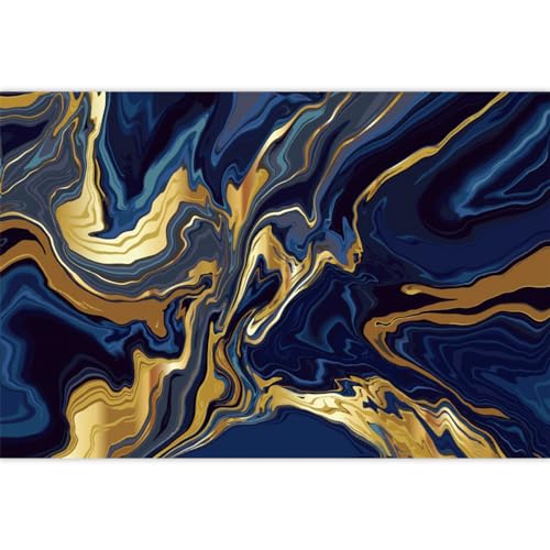 7x5ft Polyester Marble Backdrops Blue Golden Marble Backdrop Abstract Art Aesthetics Texture Marble Photography Background Modern Gradient Bday Wedding Party Banner Blogger Pictures Props - size: 7X5FT