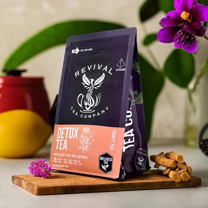 Revival Tea Company Herbal Tea - Hand Blended Craft Bold Flavor | Loose Leaf or Tea Bags | Organic and Caffeine Free (Tea Bags, Detox Tea)