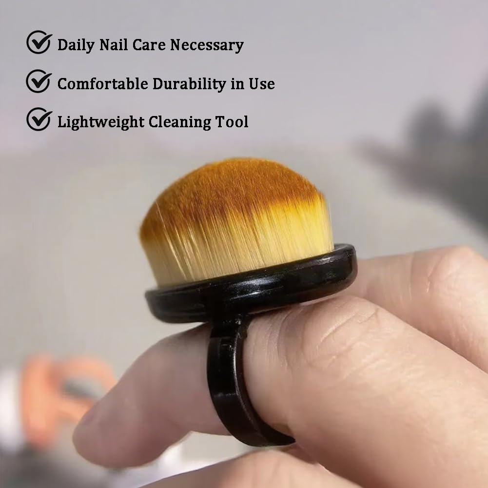 YANGSHINE 10PCS Nail Dust Brushes, Lightweight Soft Small Dust Brush Nails, Portable Nails Dusting Cleaning Brush Ring for Makeup Nail Art, Black
