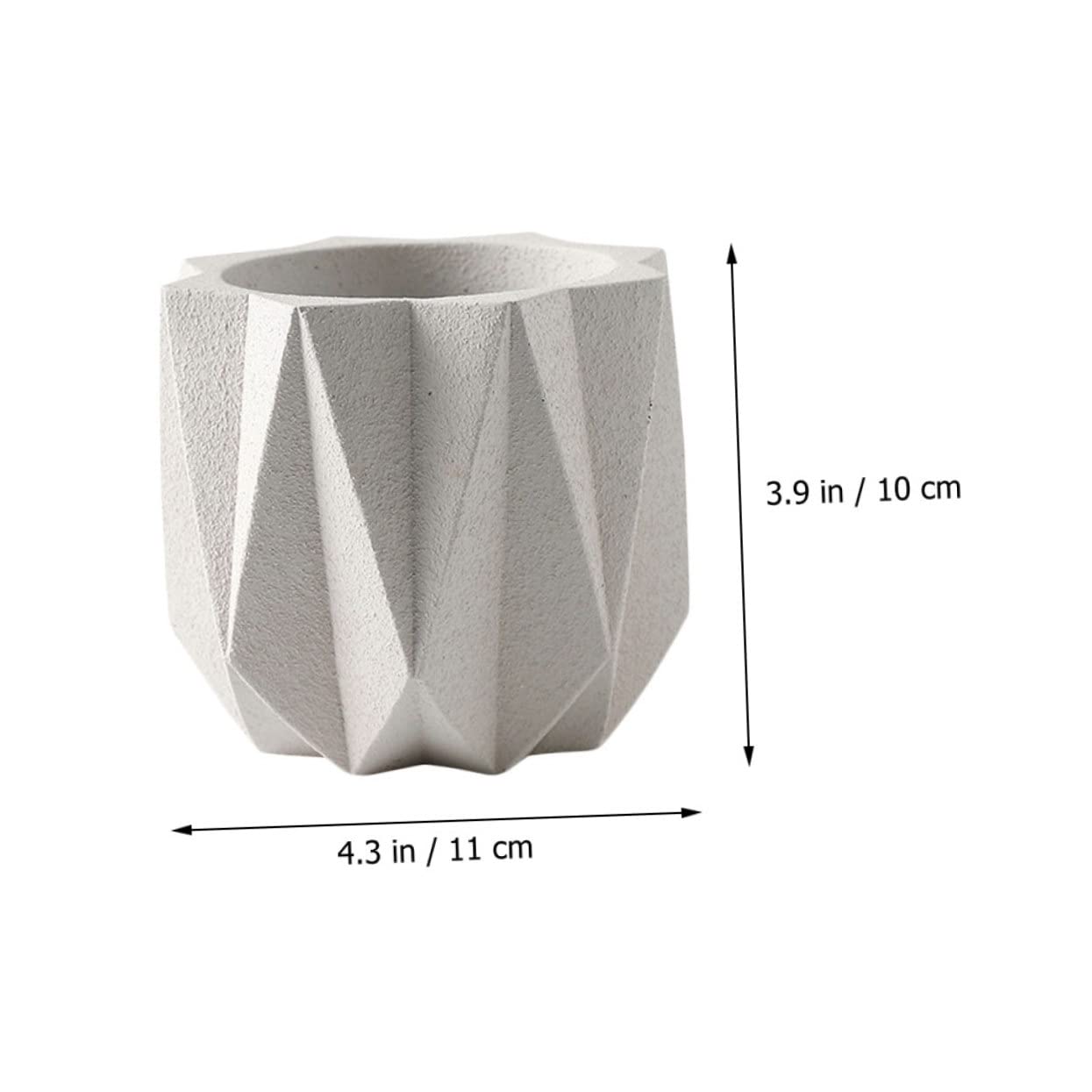 Holibanna 1Pc White Cement Flower Pot Stylish Indoor Planter with Drain for Home Office Decor Creative Flower Container for Balcony and Garden