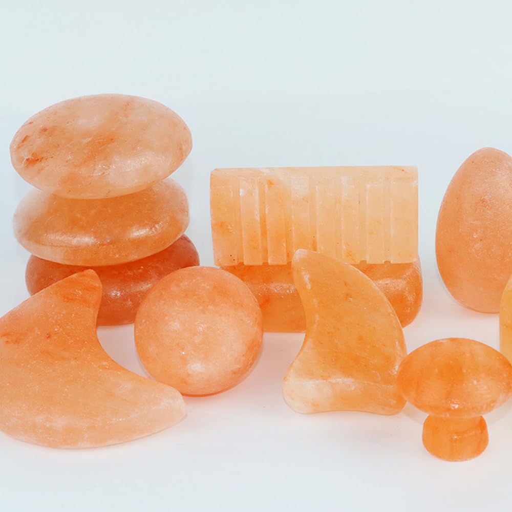 QYLHH 2 Pcs Mushroom Shape Himalayan Salt Massage Stones Hot Massage Cold Massage Stones Set Warm Rocks Kit for Facial SPA