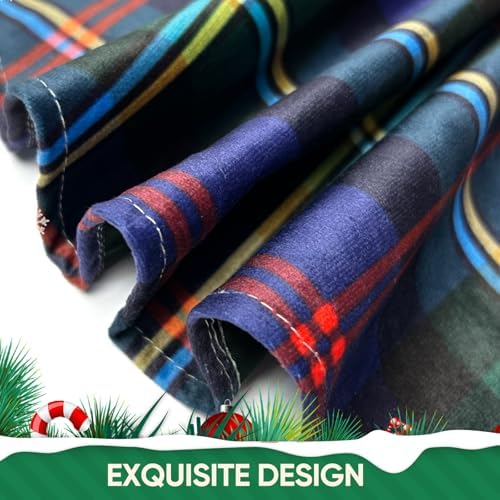 Malcolm Tartan Blue & Green Printed Mini Christmas Tree Skirt, 15 Inch