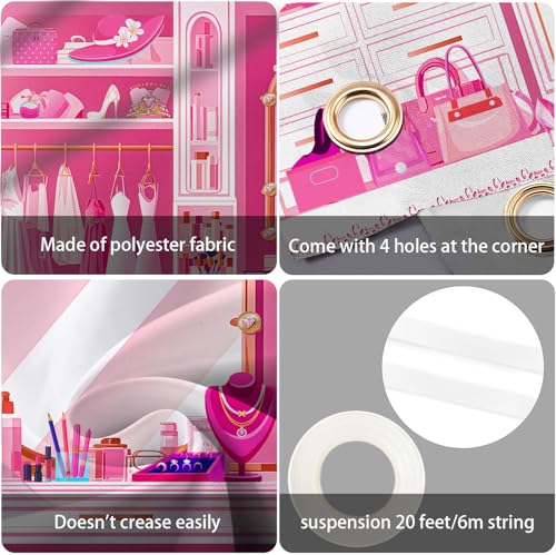 HANYING Pink Princess Cloakroom Backdrop,9x6ft Cartoon Girly Vanity Table Makeup Photography Background,Girls Birthday Baby Shower Photo Backdrop,Portrait Studio Props,HY0136YL - size: 9x6ft