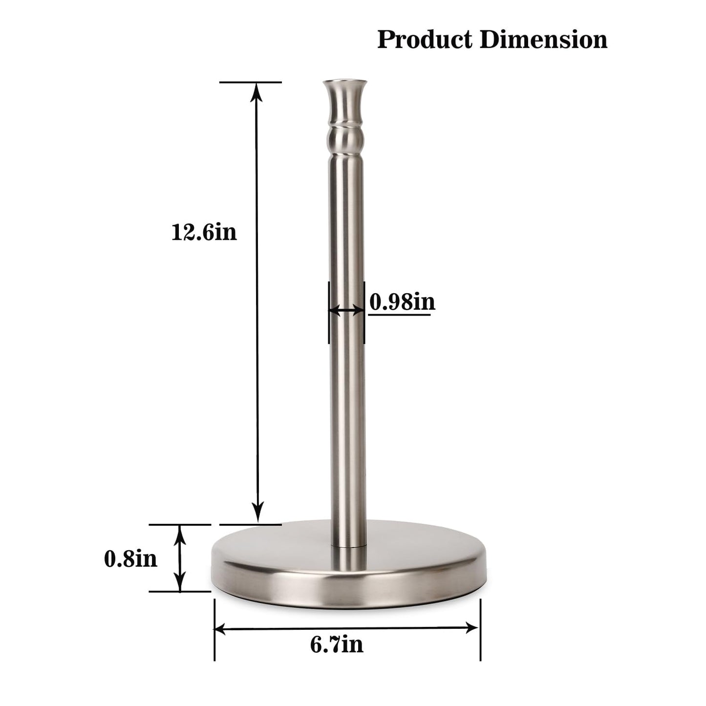 Sfemn Paper Towel Holder Countertop, Standing Paper Towel Roll Holder for Kitchen Bathroom, with Weighted Base for One-Handed Operation, No Wobbly (Brushed Nickel)