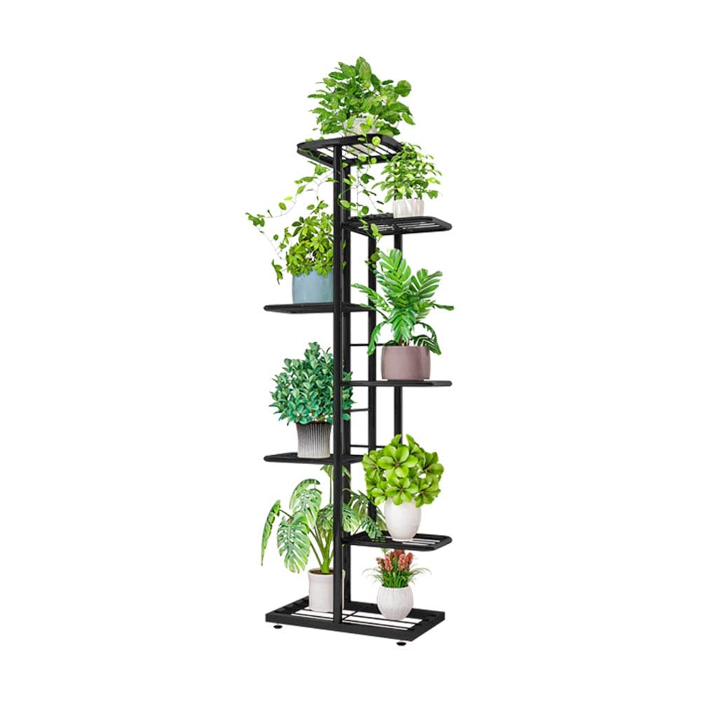 MTB Garden 7 Tier Metal Plant Stand for Indoor Outdoor Flower Pot Display Planter Shelf, Charcoal Grey