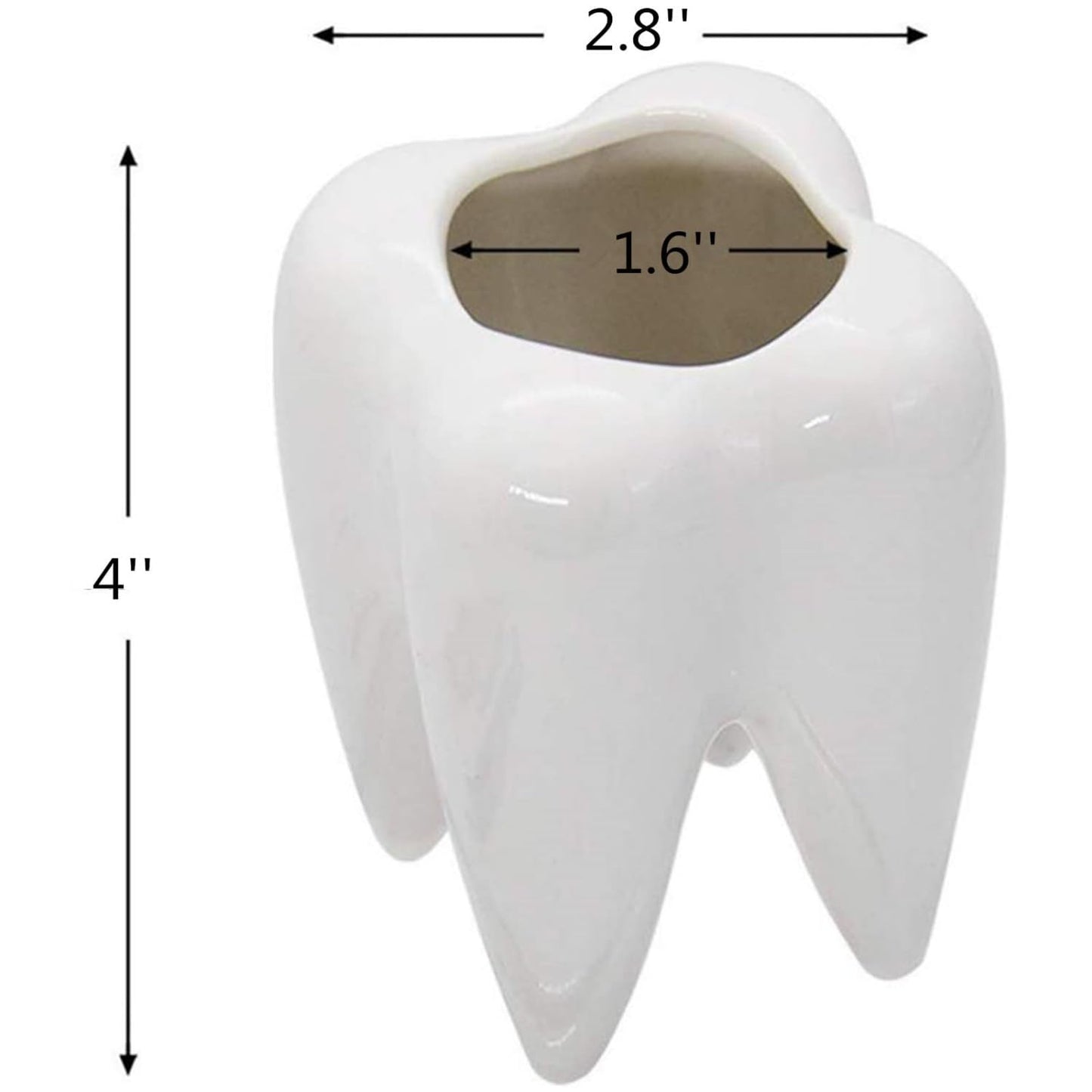 LECMACY Cute Tooth Shaped White Ceramic Planter Pots Flower Plant Containers, Mini Ceramic Succulent Planter Pots, Creative Pen Pencil Holder for Office Home Desk Decor, Plants Not Included (6 Pcs)