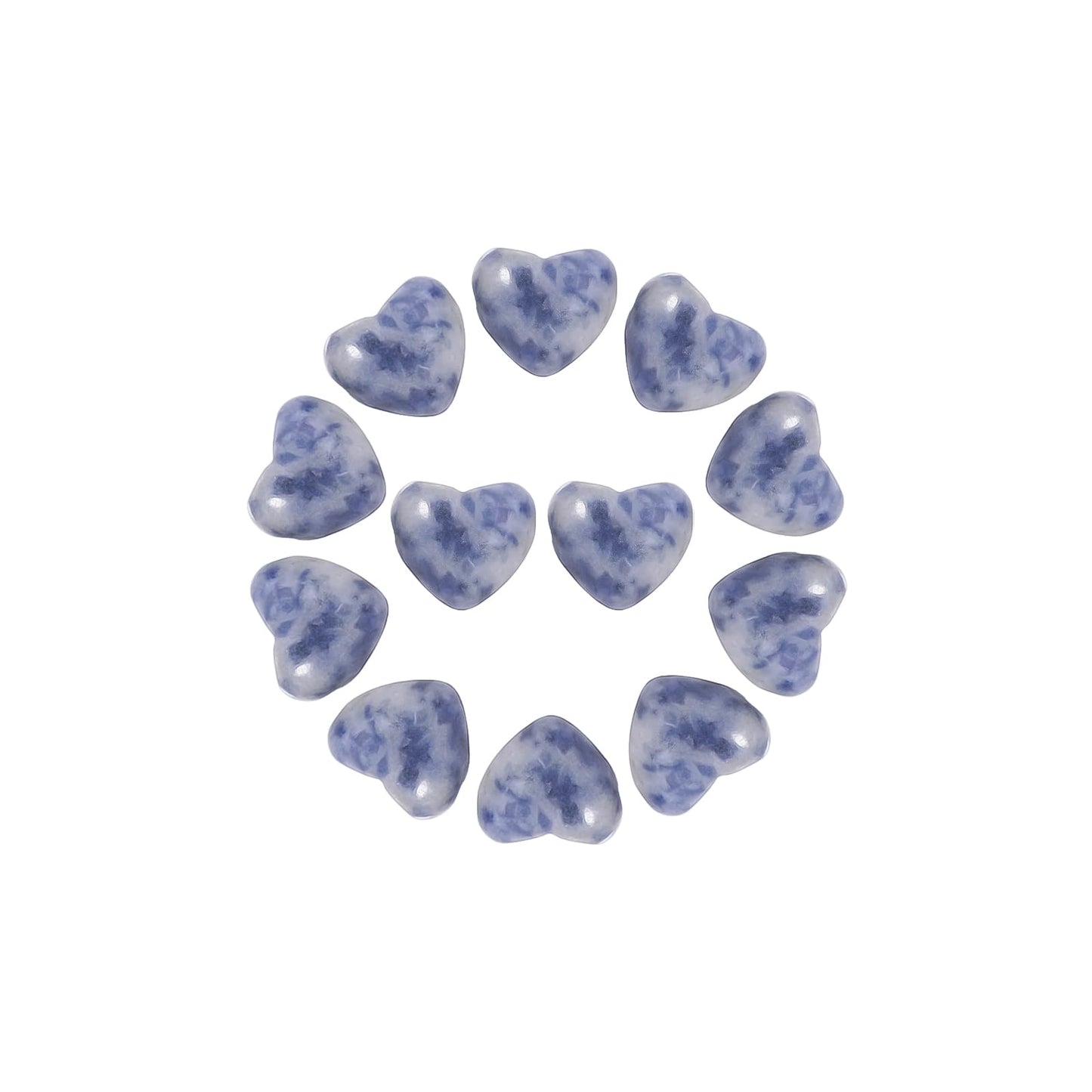 Yochus 5pcs Sodalite Natural Heart Stone Beads，12mm Healing Energy Gemstone for Jewelry Making Earring Necklace DIY