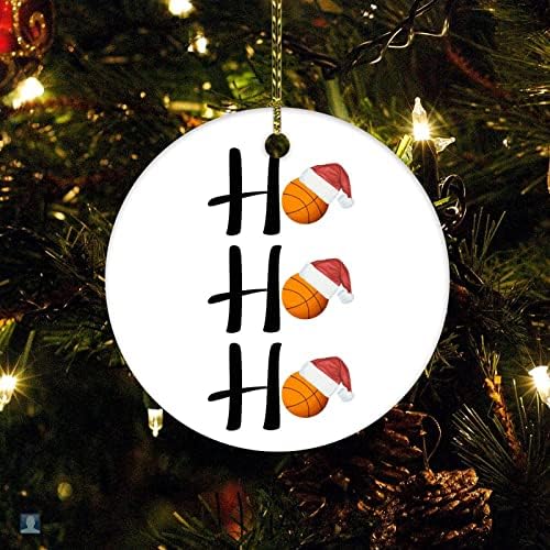 Ornament Basketball Decor 2023 Keepsake Ceramic Ornament Ho Ho Ho Basketball Santa Hat Ceramics Ornaments Christmas Ornament for Family Sister Friend Xmas Trees Decorations Keepsake Gifts