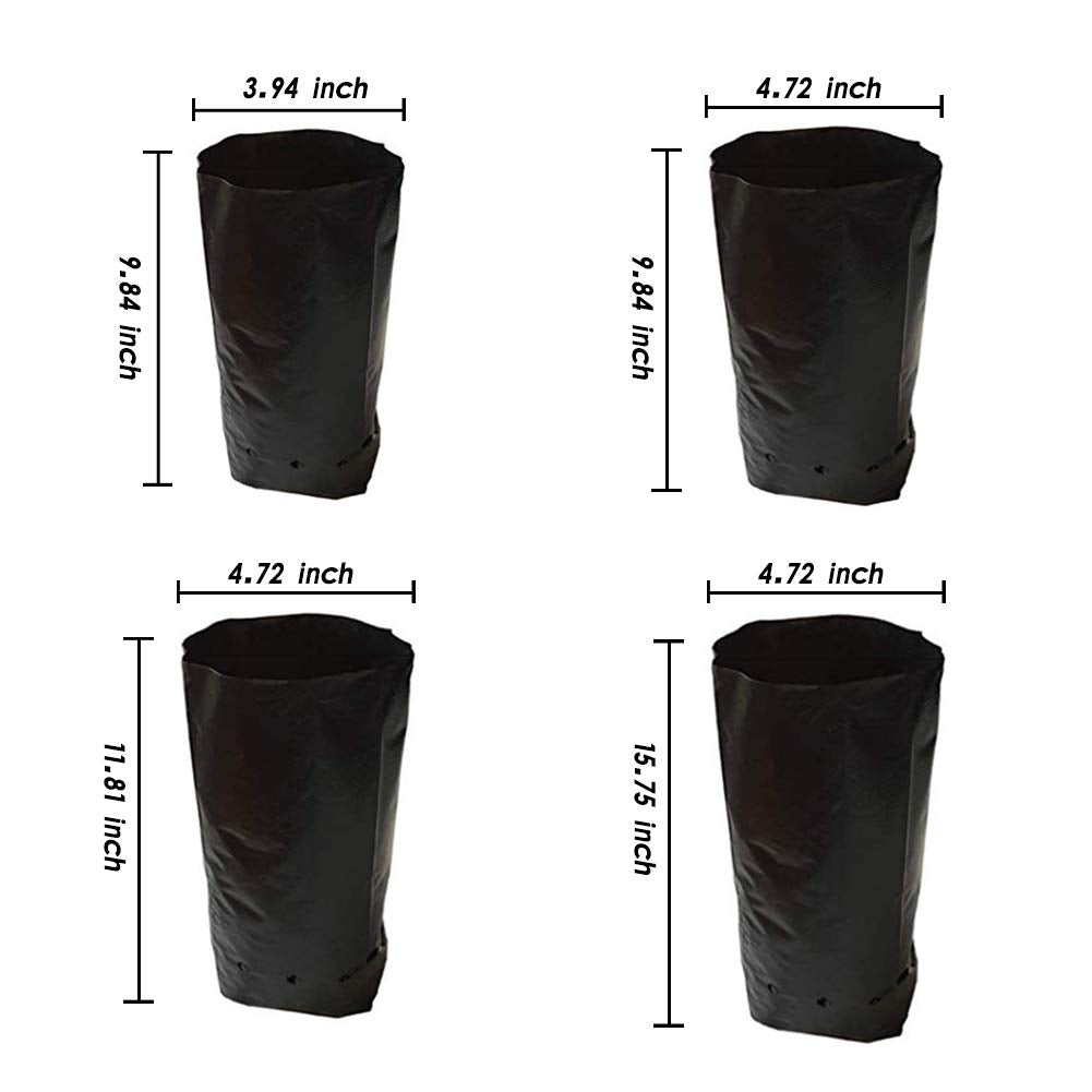 Frjjthchy 100 PCS Thicken Plastic Nursery Bags for Plants Fruit Flower Grow Bags Seedling Pots (7.87x15.75 in)