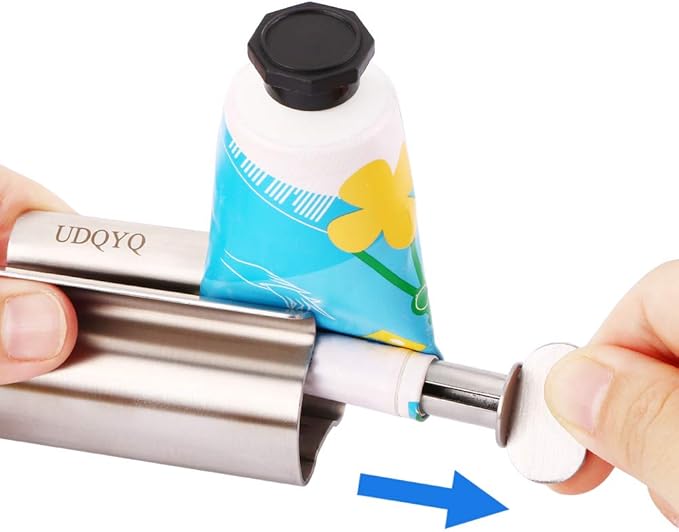 Toothpaste Squeezer - Metal Tube Squeezer Stainless Steel Tube Wringer UDQYQ Toothpaste seat Holder Stand (3 Pack)