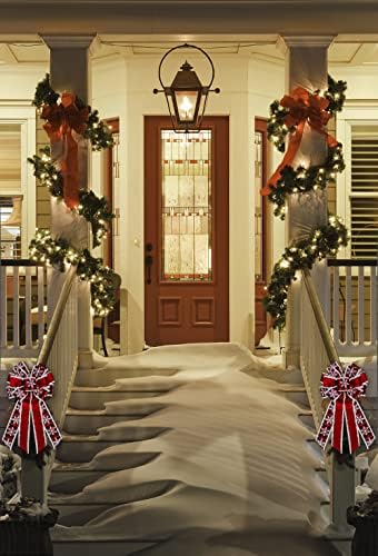 Large Christmas Bow for Wreath Red Velvet Bows Snowflake Plaid Tree Topper Bow for Front Door Christmas Holiday Indoor Outdoor Wall Decoration