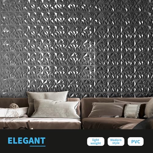 Art3d 33-Pack 3D Wall Panels - Diamond Textured Feature Paneling for Gaming, Living Room, TV Wall - 12 x 12 inch Silver - color: ‎Silver, size: 12x12 Inch 33 pcs