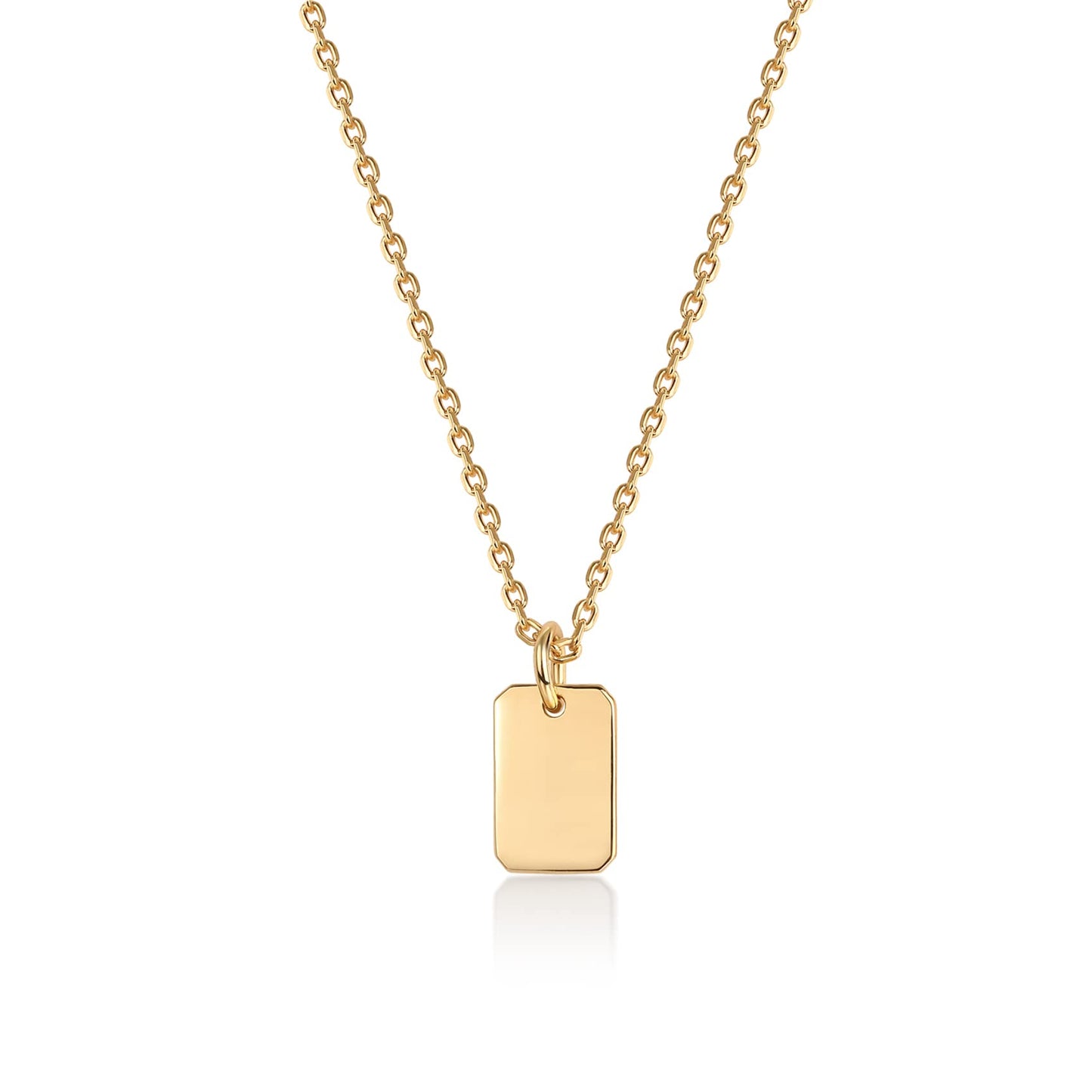 PAVOI 14K Gold Plated Dog Tag Necklace l Pendants for Women (Yellow Plated, Dog Tag)