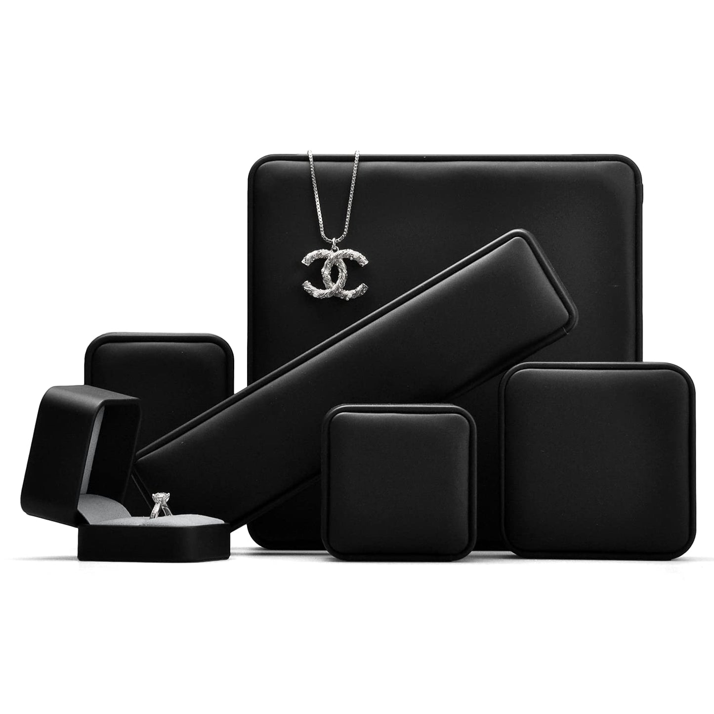 Oirlv Premium Leather Ring Box Small Black Ring Gift Box Proposal Wedding Engagement