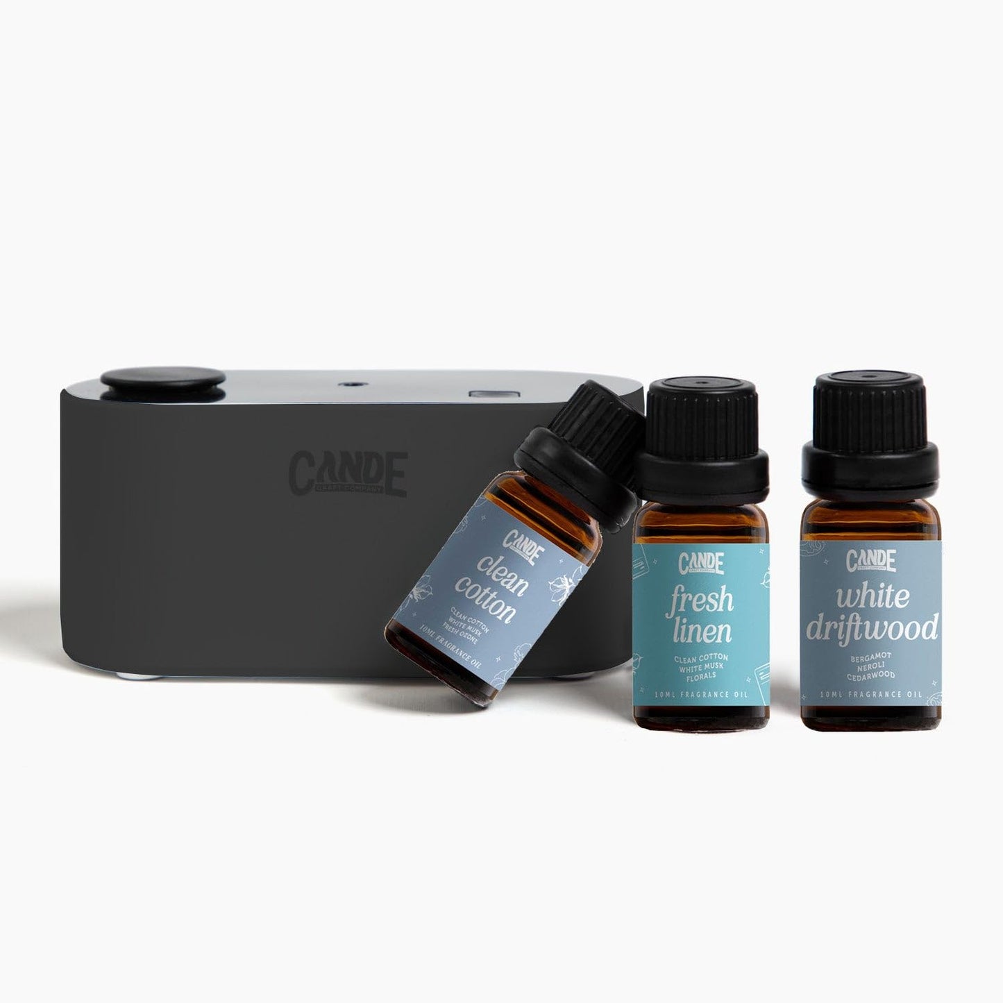 CE CRAFT Waterless Travel Diffuser Gift Set - Rechargeable Diffuser for Aromatherapy - Includes 3 Fragrance Oils - Fragrance Dispenser for Office and Home - Clean, Black
