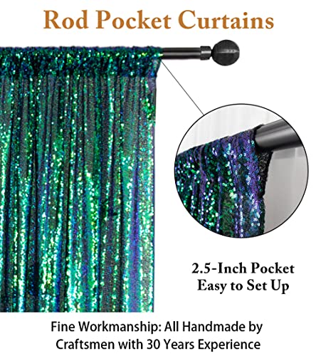 ShinyBeauty Iridescent Green Sequin Backdrop 7FTx7FT - Photo Booth Curtain for Wedding, Baby Party, Birthday - Glitter Fabric - color: Iridescent Green, size: 7FTx7FT
