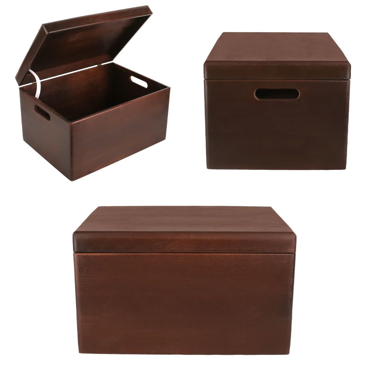 Creative Deco Large Brown Wooden Box Storage with Hinged Lid | 15.8x11.8x9.44in (+-0.5) | Keepsake Decorative Gift Box | Acacia-Like Wood Chest Trunk PRODUCT NOT INTENDED FOR 15 YEARS OR BELOW