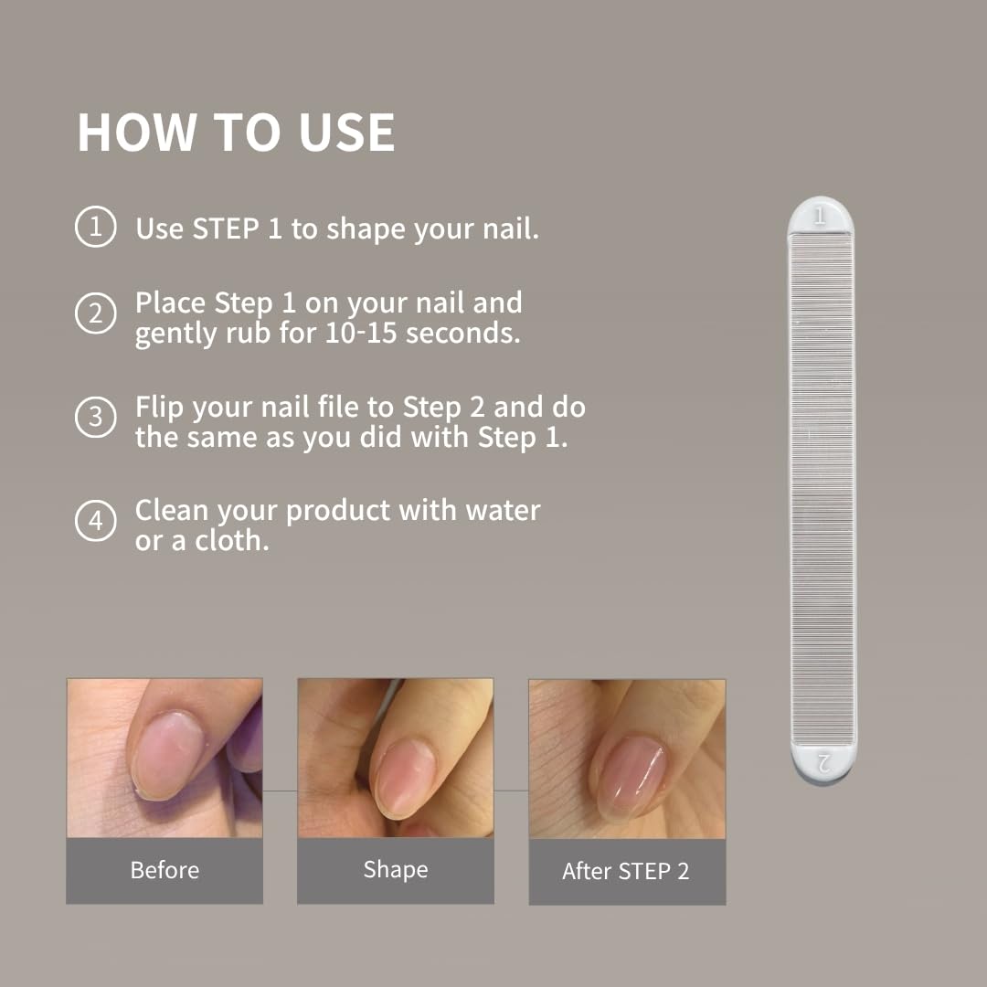 Wing Glass Nail File and Buffer – Nano Glass Nail Shiner, Professional Manicure Tool for Natural Glossy Finish, Washable & Reusable, 5 Colors, 5 Inch (Violet)