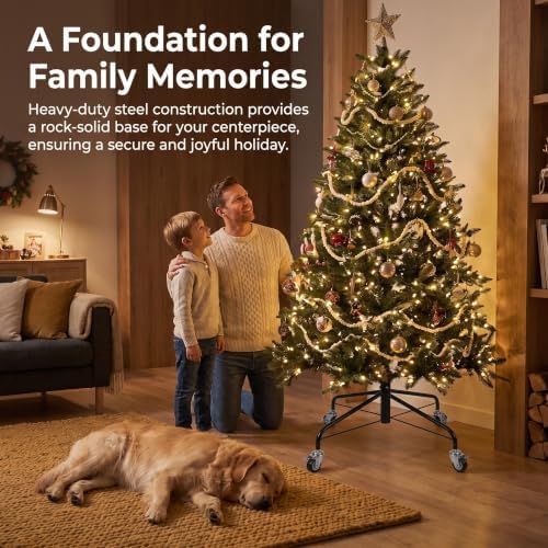 OUNONA Artificial Christmas Tree Stand, Heavy Duty Folding Metal Base