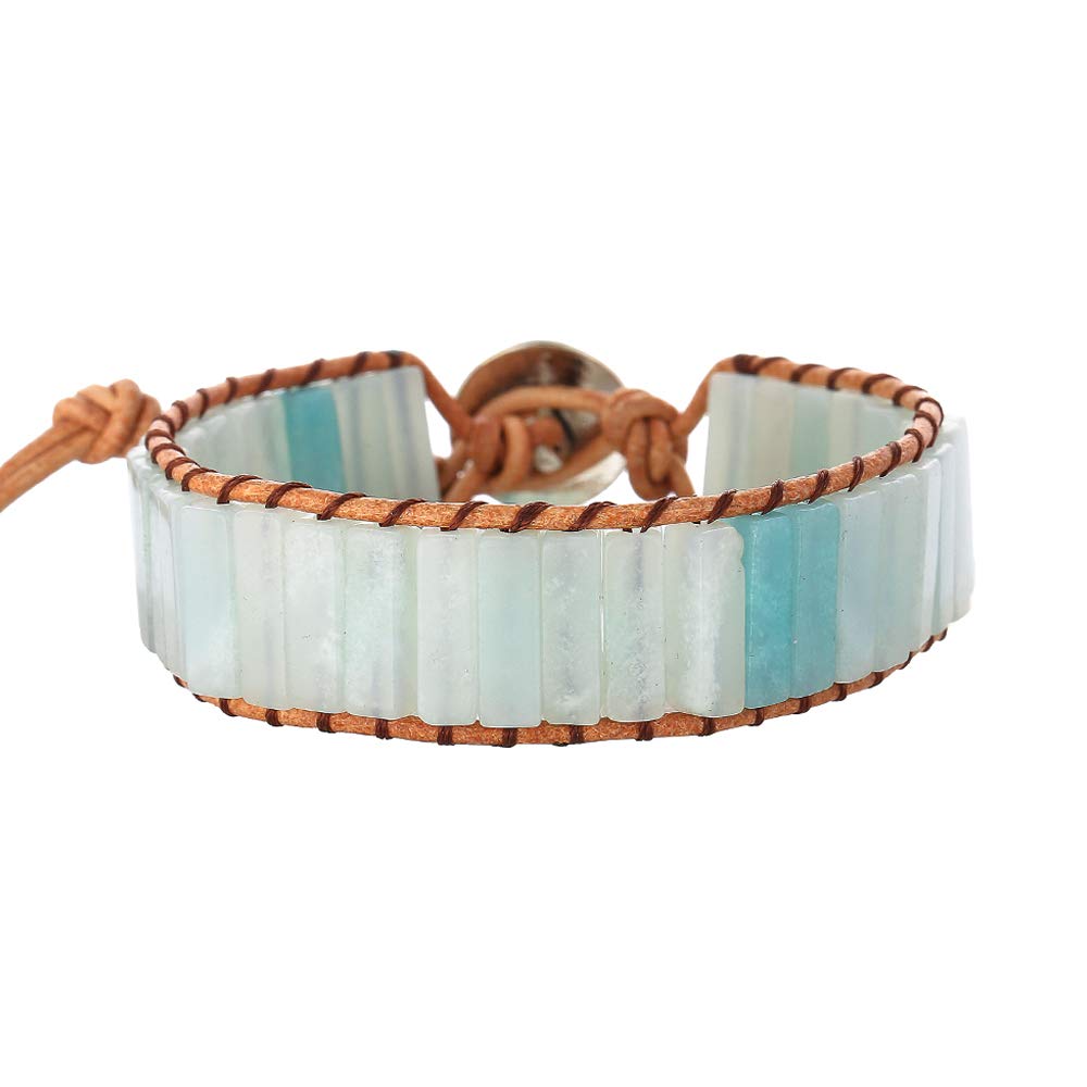 Plumiss Natural Amazonite Stone Bead 1 Wrap Braclet Jewelry Gift for Women