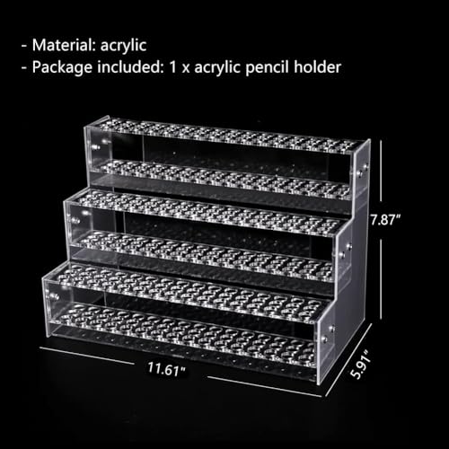 WAYUTO 144 Holes Acrylic Pencil Holder Pen Storage Rack Marker Display Stand Makeup Brush Organizer Stationery Supplies Holder for Desktop 3-Tier